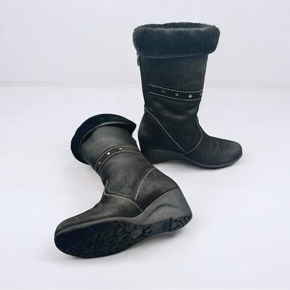 PAJAR black shearling waterproof heeled boots, sz 7